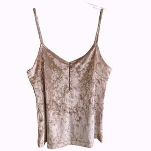 Lucky Brand Blush Pink Crush Velvet V Neck Cami Small NWT